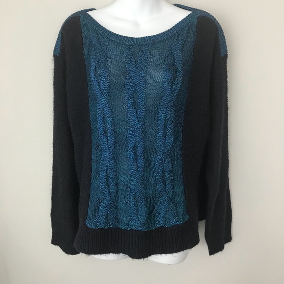 TOPSHOP French Blue Metallic Chunky Soft Fuzzy Sweater Size 8 - Picture 3 of 7